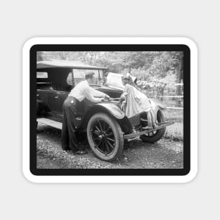 Helping Dad, 1923. Vintage Photo Magnet