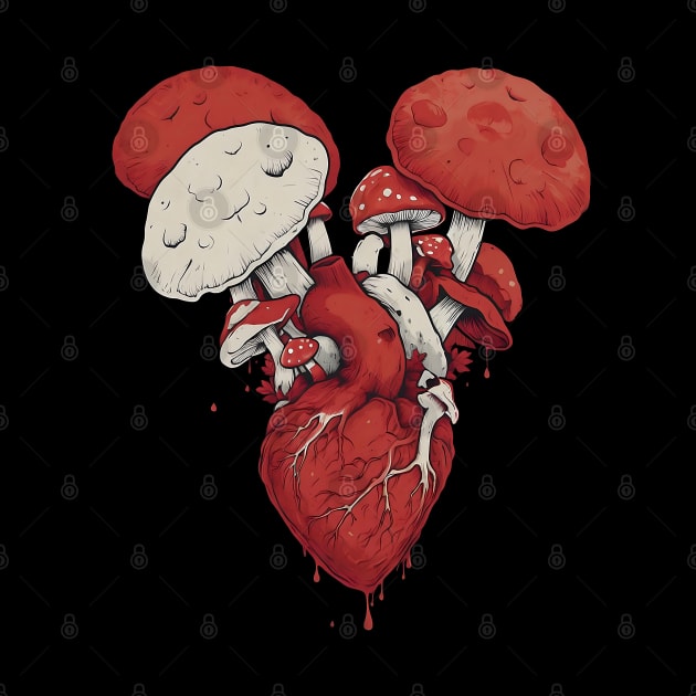 Mushroom Love Anatomical Heart with Fungi by GeneralEventMF