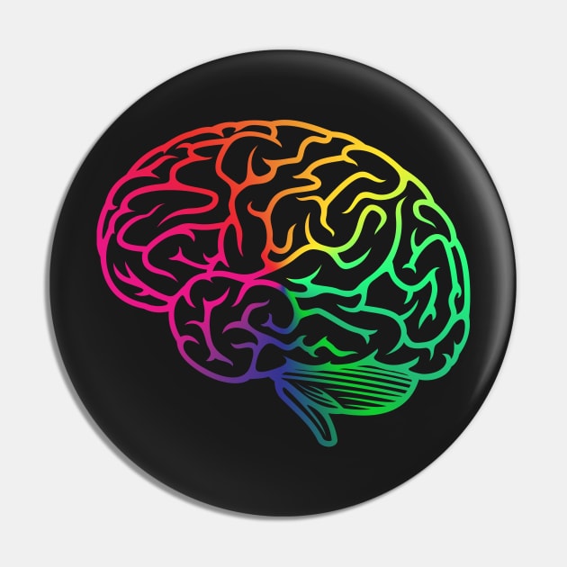 Beautiful Brain Rainbow Pastel Neuroscience Pin by labstud