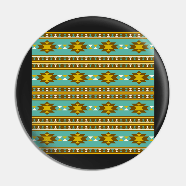 Aztec Pattern Blue and Olive Green Pin by Blue-Banana