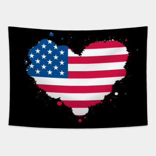 Heart Shape USA American Flag Patriot Tapestry