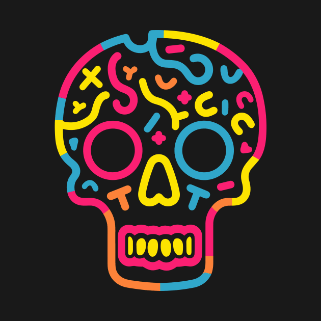 Neon tattooed skull by KIVI