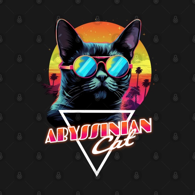 Retro Wave Abyssinian Cat Miami Shirt by Miami Neon Designs