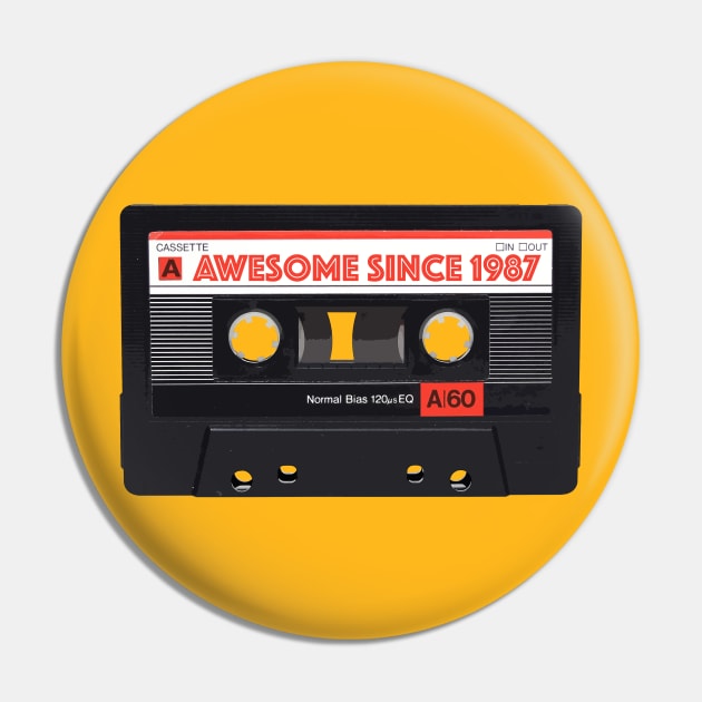 Classic Cassette Tape Mixtape - Awesome Since 1987 Birthday Gift Pin by DankFutura