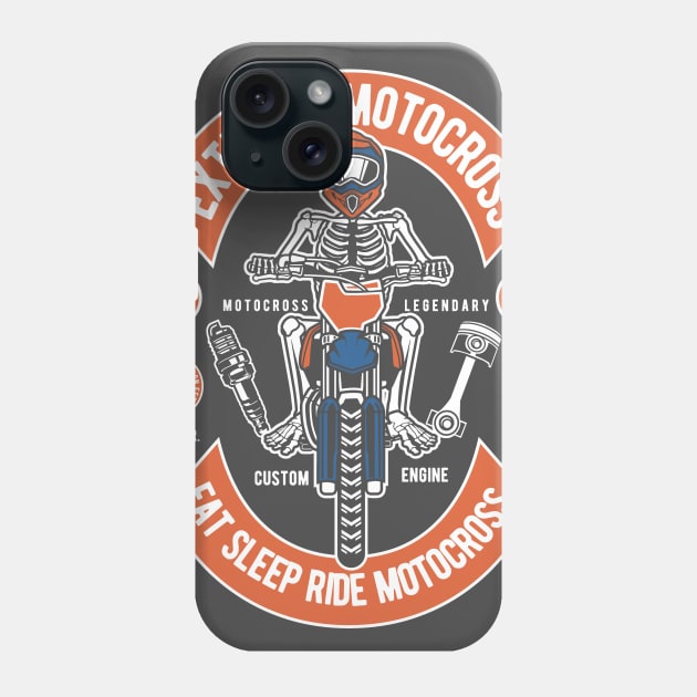 Eat Sleep Ride Motocross - Extreme Motocross Phone Case by Wheezing Clothes