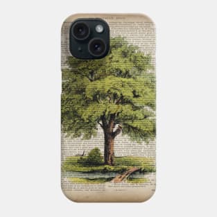 1980s environmental earth day botanical vintage oak tree Phone Case