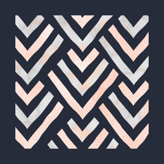 Rose Gold Marble Chevrons by peggieprints