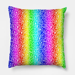 Double Rainbow Leopard Print Pattern Pillow