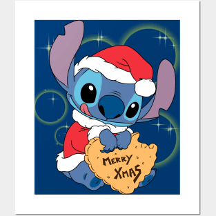 Poster for Sale avec l'œuvre « Lilo & Stitch Noël Bonnet de Noel Stitch  Portrait » de l'artiste RachelPgfd