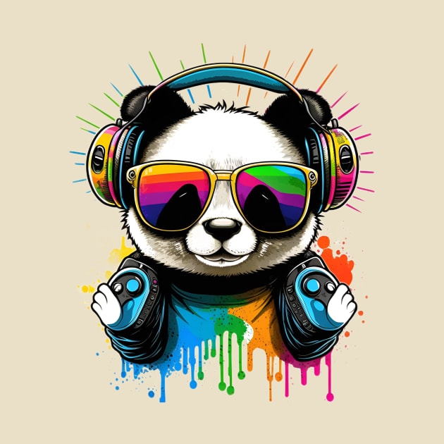 Happy Kawaii Panda with Sunglasses and Headphones by Rebel Merch