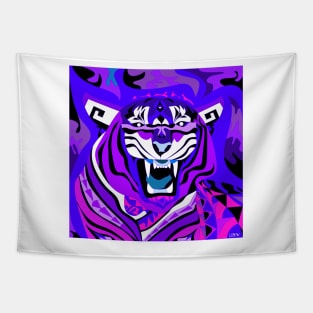 siberian tiger in ecopop art in zentangle of colors Tapestry