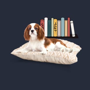 Cavalier King Charles with books on a pillow T-Shirt