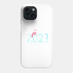 Watercolor 2023 and Santa Claus, new year art decoration, sketch. Illustration hand drawn modern Phone Case