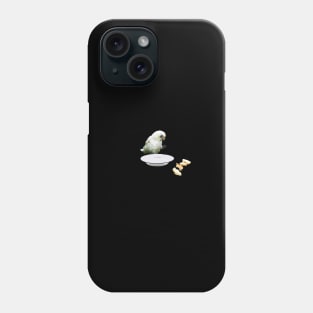 Cartoon bird. Eating and drinking Phone Case