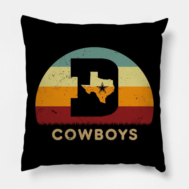 Retro Sunset - Dallas Cowboys Initial D Star Pillow by GoodIdeaTees