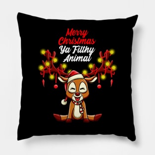 Merry Christmas Ya Filthy Animal Cute Deer Pillow