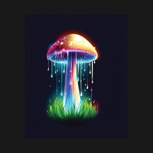 Magic Mushroom with Colorful Magical Light Dropping T-Shirt