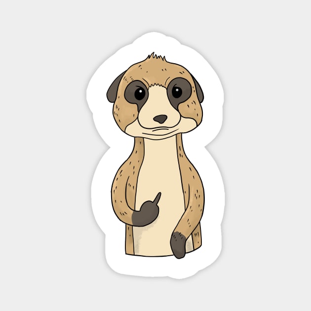 Grumpy Meerkat Holding Middle Finger Magnet by Mesyo