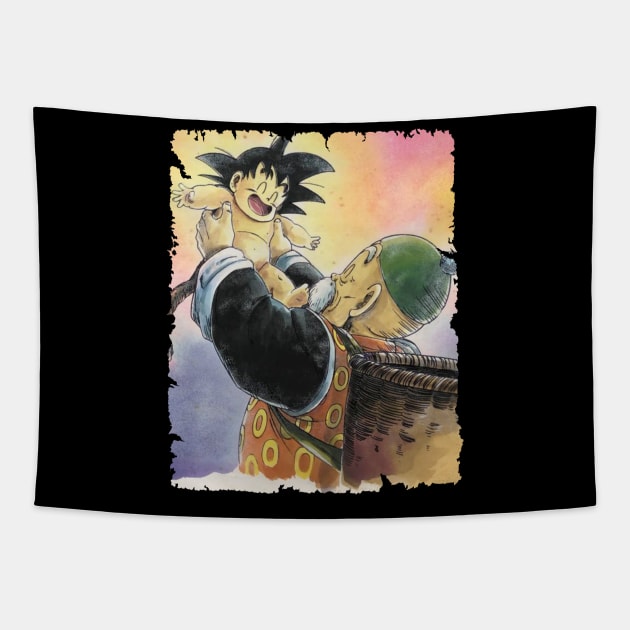 SON GOHAN GRANDFATHER MERCH VTG Tapestry by Mie Ayam Herbal