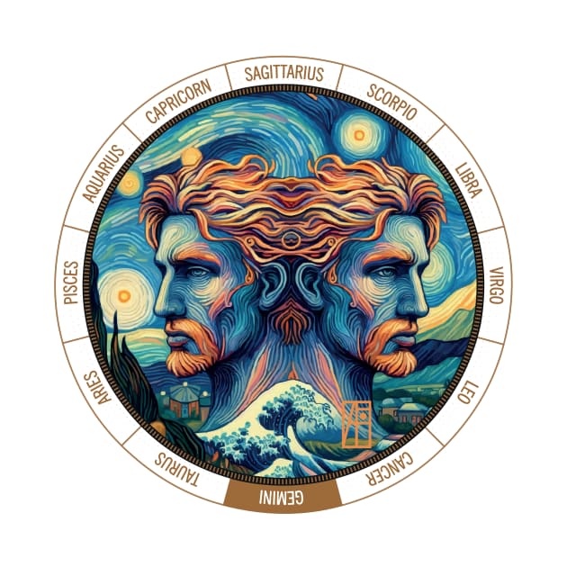 ZODIAC Gemini - Astrological GEMINI - GEMINI - ZODIAC sign - Van Gogh style - 10 by ArtProjectShop