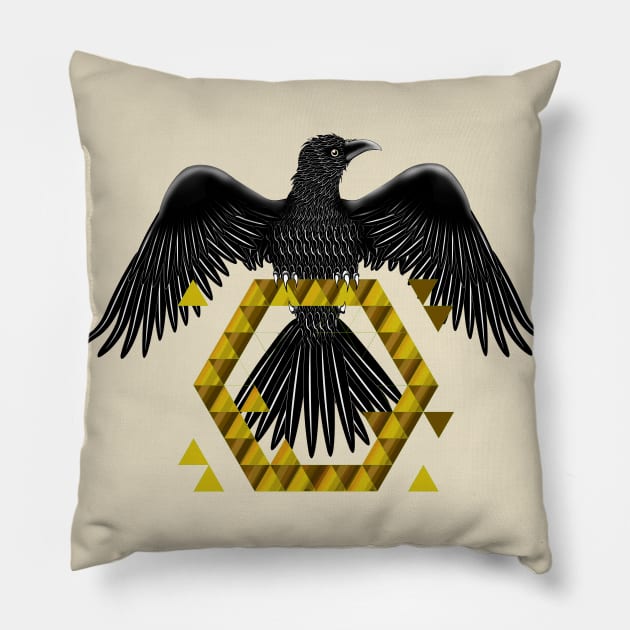 Raven Wings Golden Icon Pillow by Brash Ideas