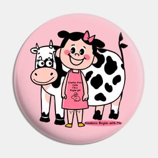 Cruelty Free Vegan Girl And Cow Pin