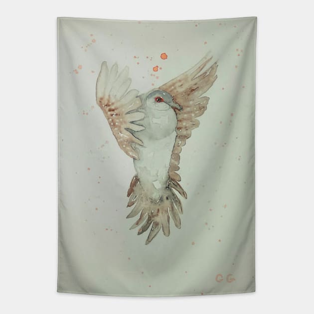 Dove in flight, bird art design, white dove, peace dove Tapestry by GarryGreenwood