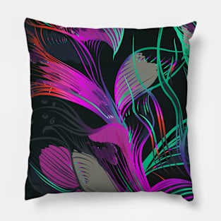 Floral Art - Teal Purple pink Pillow