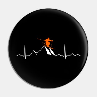 Heartbeat Skiing Pin