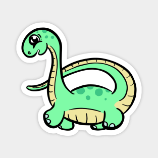 Cute Green diplodocus dinosaur cartoon character Magnet