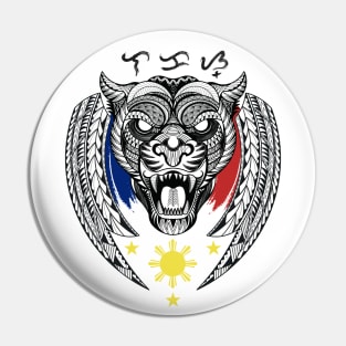 Philippine 3 Stars Sun / Tribal line Art Tiger / Black Panther / Baybayin word Lakas (Strength) Pin