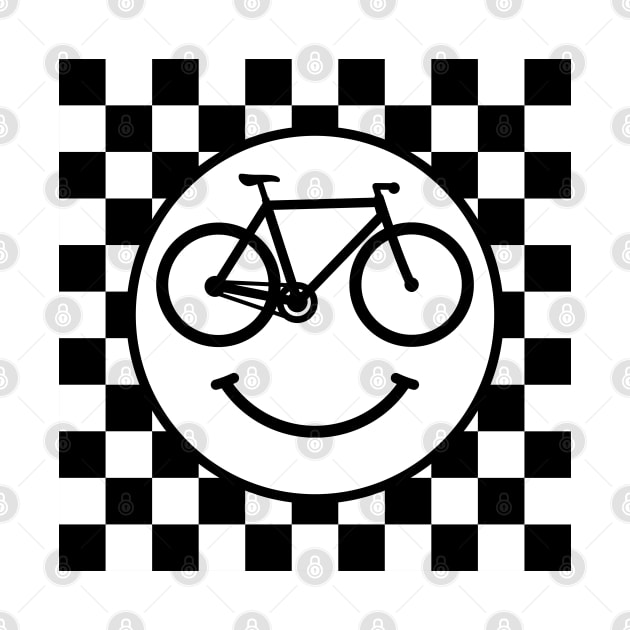 Funny Bicycle Happy Bike Smiley Face Black Checkers by PnJ