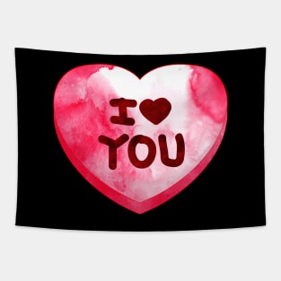 Watercolor Candy Heart I Love You Valentine Tapestry