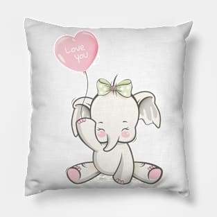 Lovely Cute Happy Elephant for Design Pillow