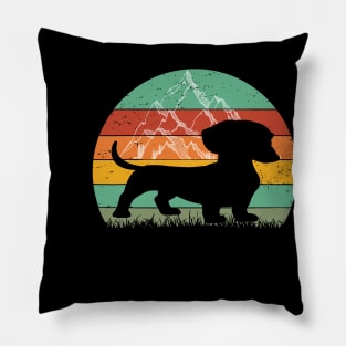 Vintage Retro Dachshund Silhouette Pillow