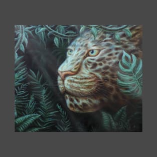 Jaguar in the Jungle with Sunlight Passing Through Green Leaves T-Shirt