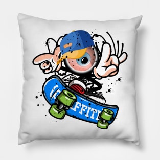 Skateboard Monster Graffiti Street Art Pillow