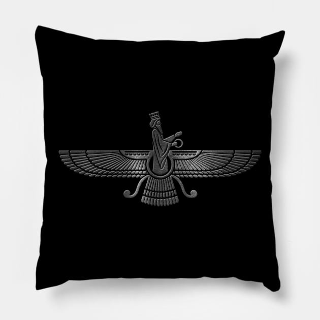 Farohar - faravahar -Fravashi Pillow by Nartissima