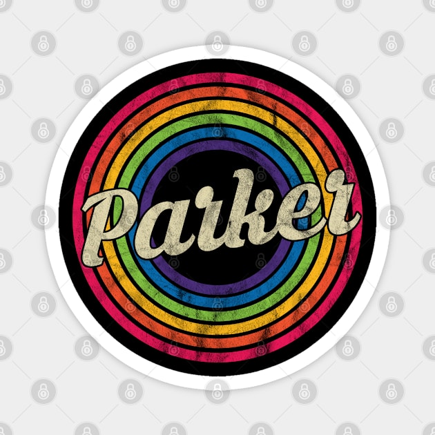 Parker - Retro Rainbow Faded-Style Magnet by MaydenArt