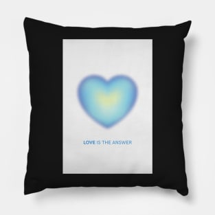 Love is the Answer Positive Affirmation Blue Heart Glow Aura Pillow