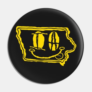 IA Eyes Iowa Grunge Smiling Face Yellow Pin