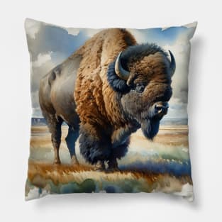 Prairie Titan: Majestic American Bison Pillow