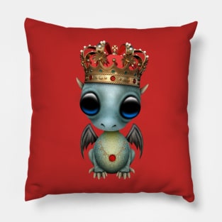 Cute Blue Dragon Wearing Crown Pillow