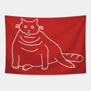 White Line Minimal Chonk Cat Tapestry