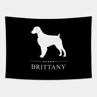 Brittany Dog White Silhouette Tapestry