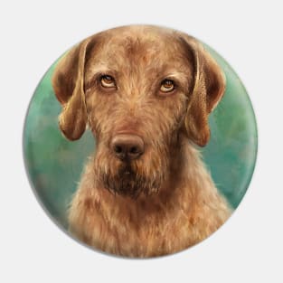 Painting of a Wirehaired Vizsla Rolling its Eyes Pin