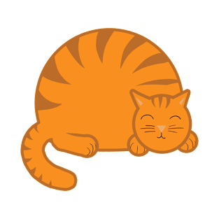 Sleepy Chubby Kitty - Orange T-Shirt