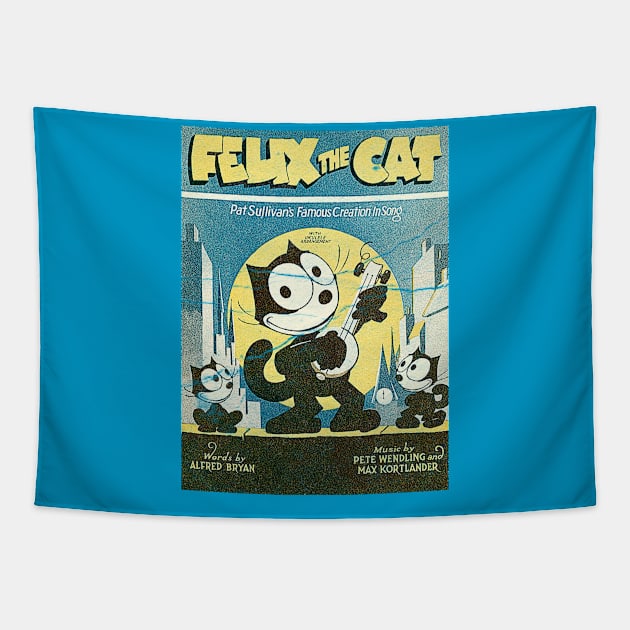 VINTAGE RETRO FELIX WITH UKULELE Tapestry by CamStyles77