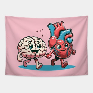 Brain and heart walking together Tapestry
