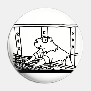 Music Producer Capybara Line Drawing Pin